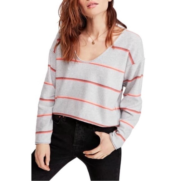 Free People Sweaters - Free People Make You Mine Sweater in Grey Stripe Combo - NWT - Sz. Large